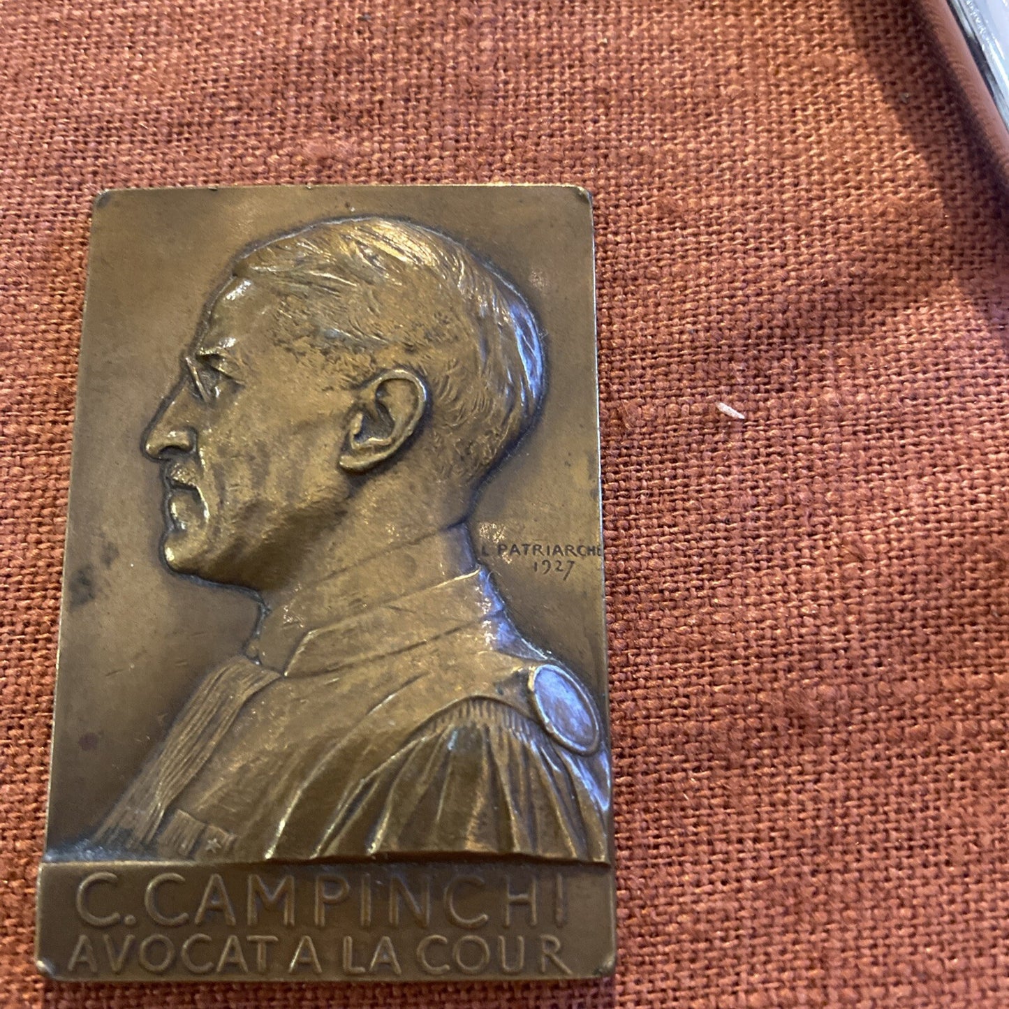 Plaquette Commémorative En Bronze César Campinchi Avocat A La Cour L Patriarche