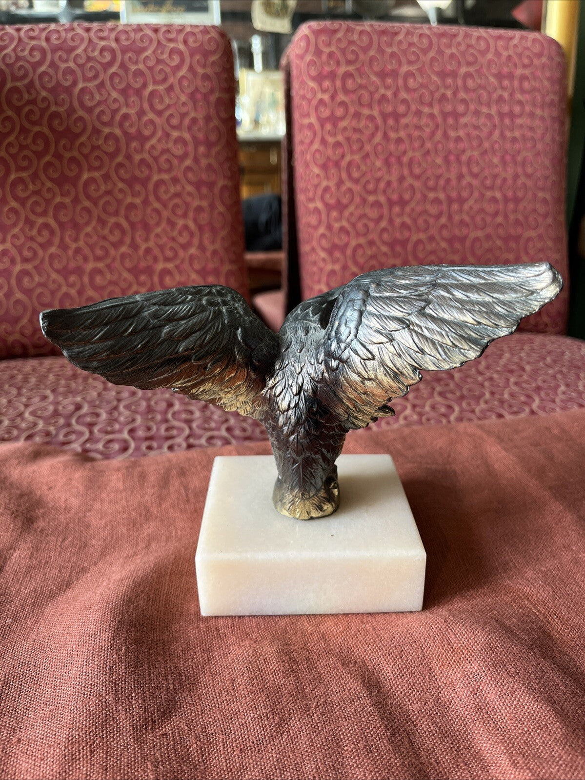 Presse Papier Aigle Royal En Régule Patine Bronze Avec Socle Sur D’Ajaccio