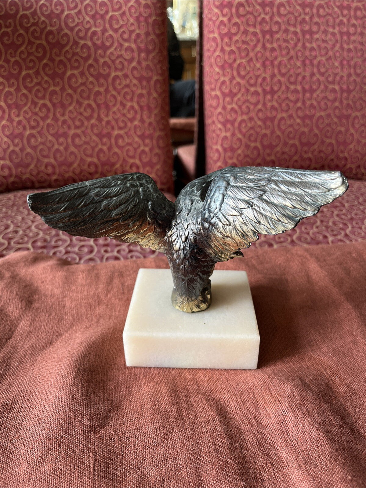 Presse Papier Aigle Royal En Régule Patine Bronze Avec Socle Sur D’Ajaccio