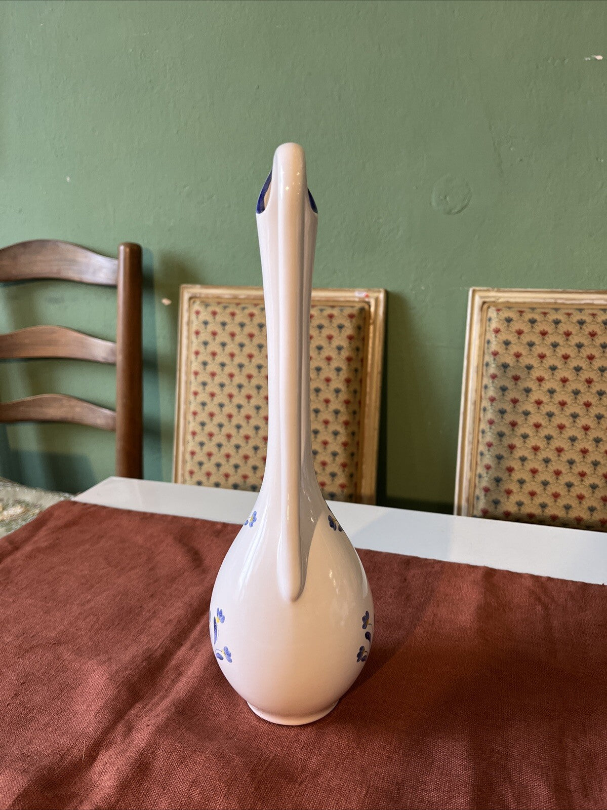 Aiguière En Porcelaine Décor Fleurs Bleu