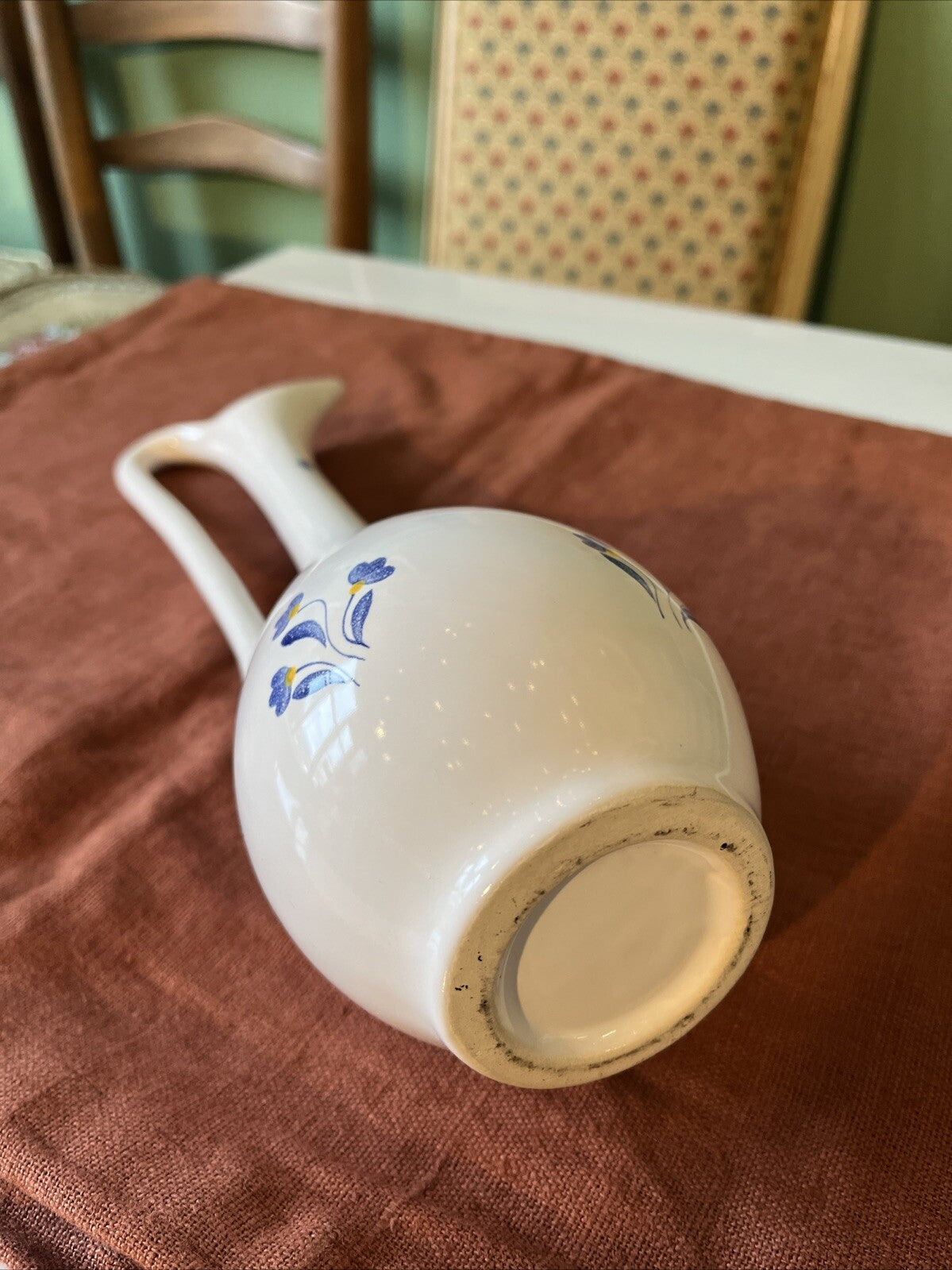 Aiguière En Porcelaine Décor Fleurs Bleu