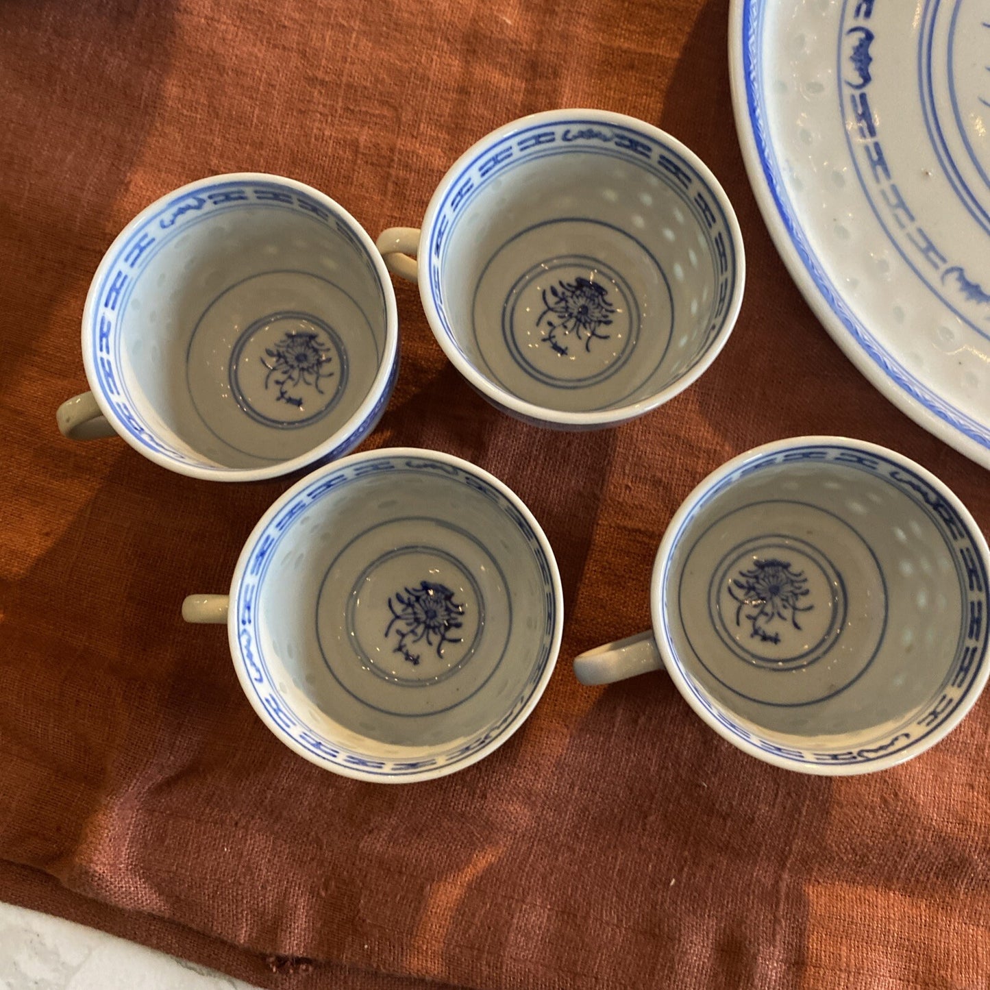 Service A Thé En Porcelaine Chinoise Bleu Et Blanc