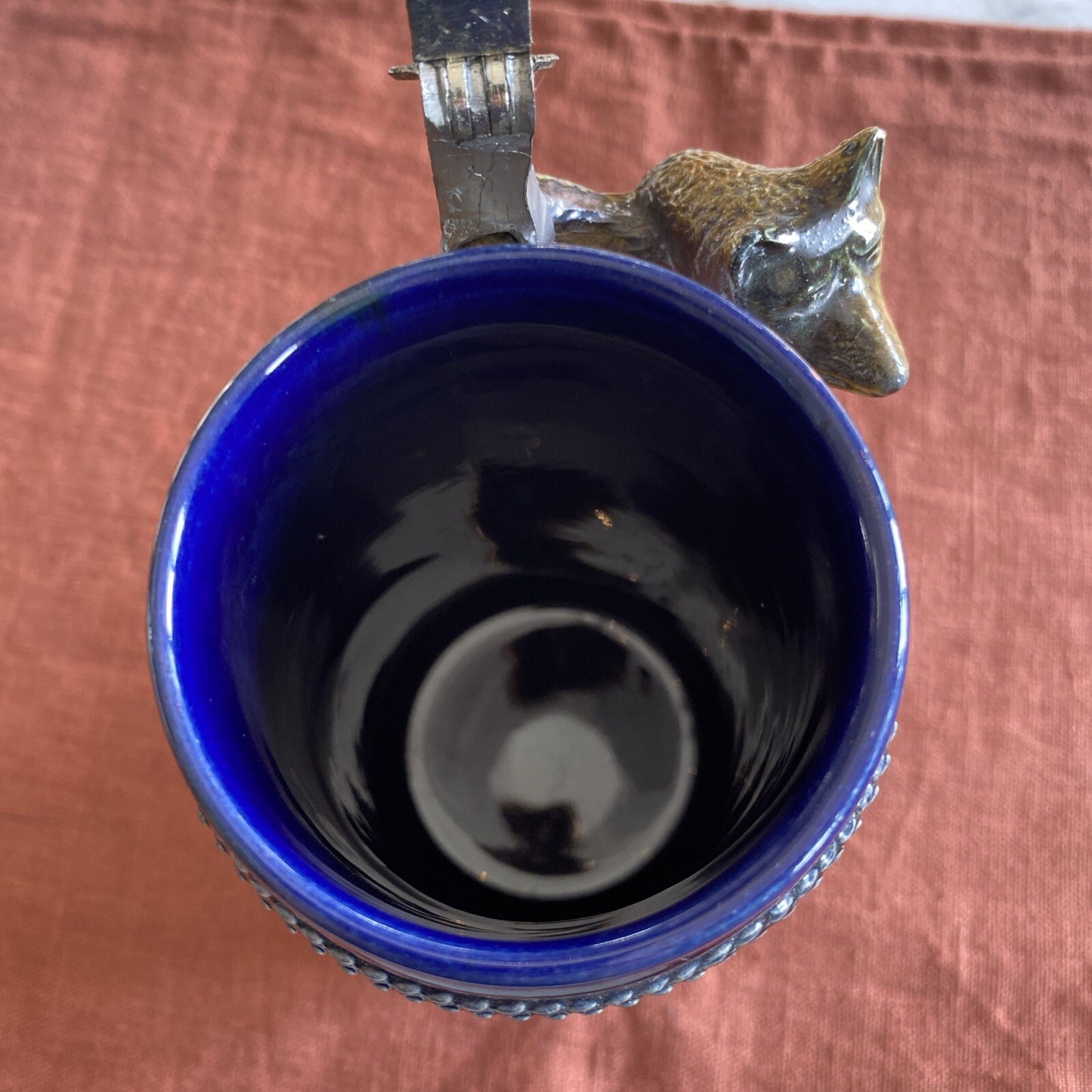 chope à bière allemande En Grès Avec Couvercle Étain