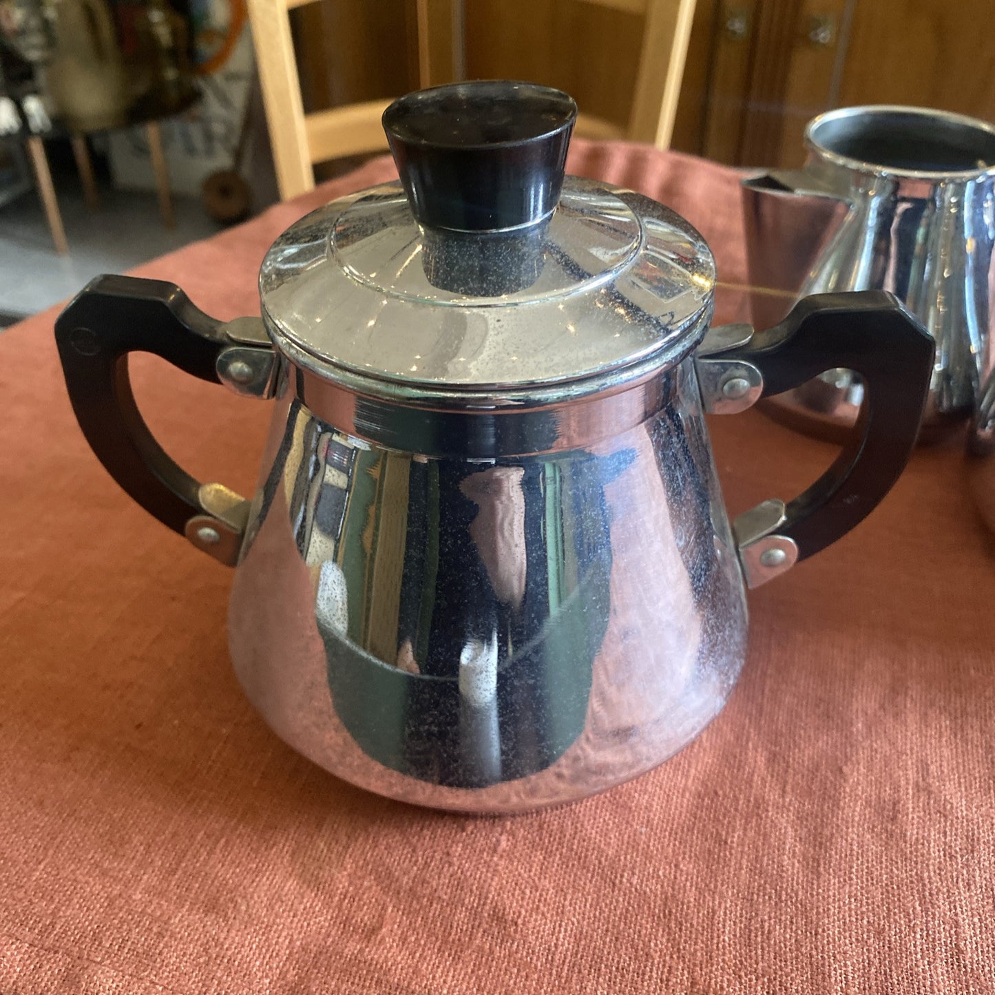 Service A Café Vintage En Métal Argenté