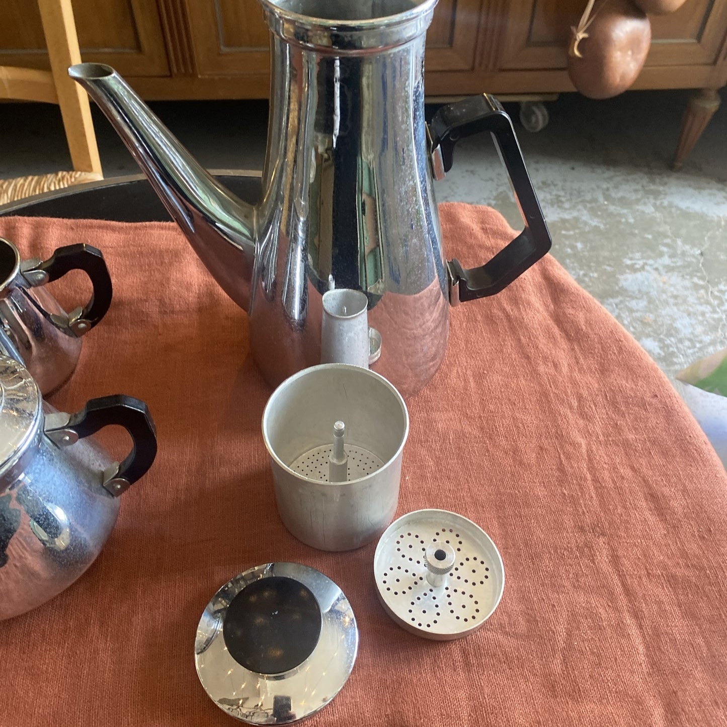 Service A Café Vintage En Métal Argenté