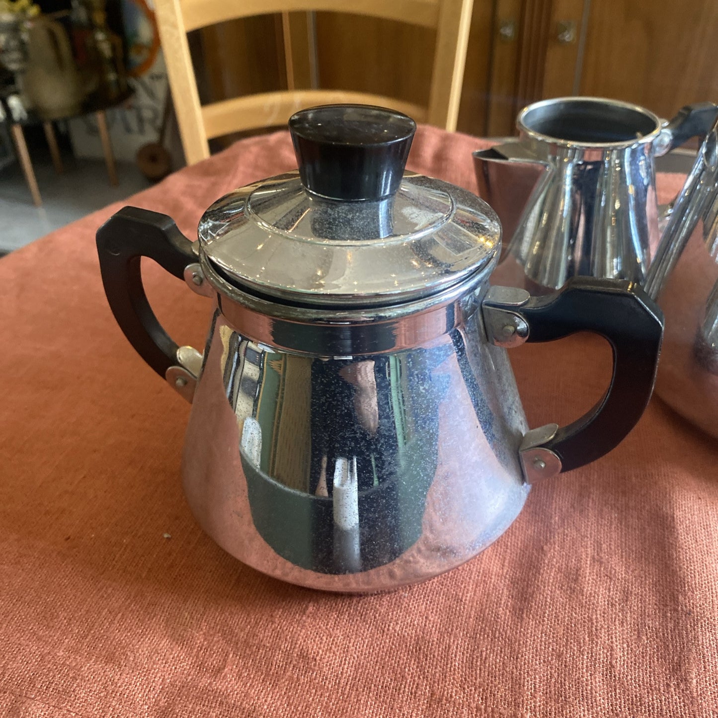 Service A Café Vintage En Métal Argenté