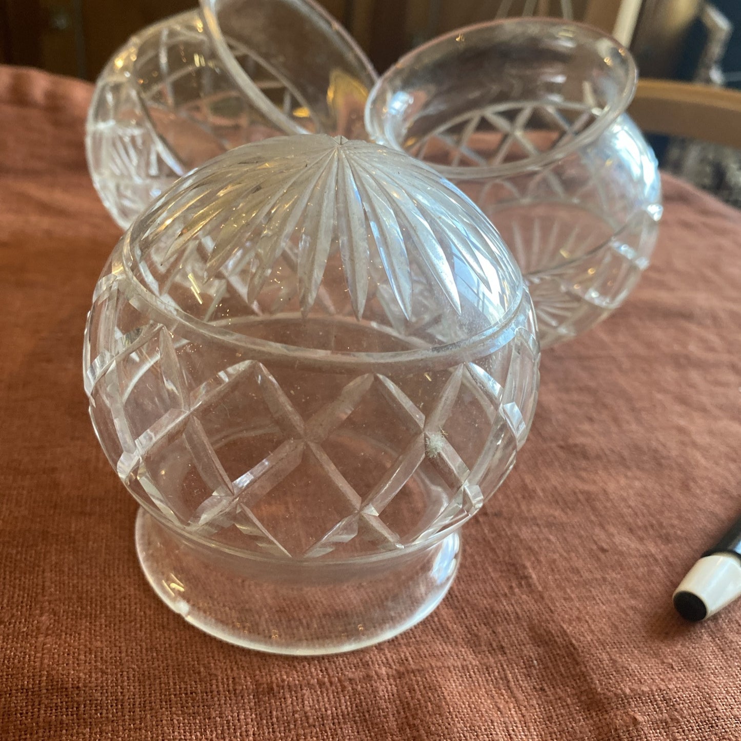 Lot De 3 Boule En Verre Taille Pour Applique