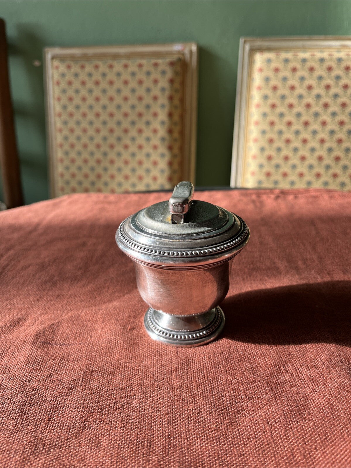 ancien briquet de table en métal argenté Christofle France Colibri