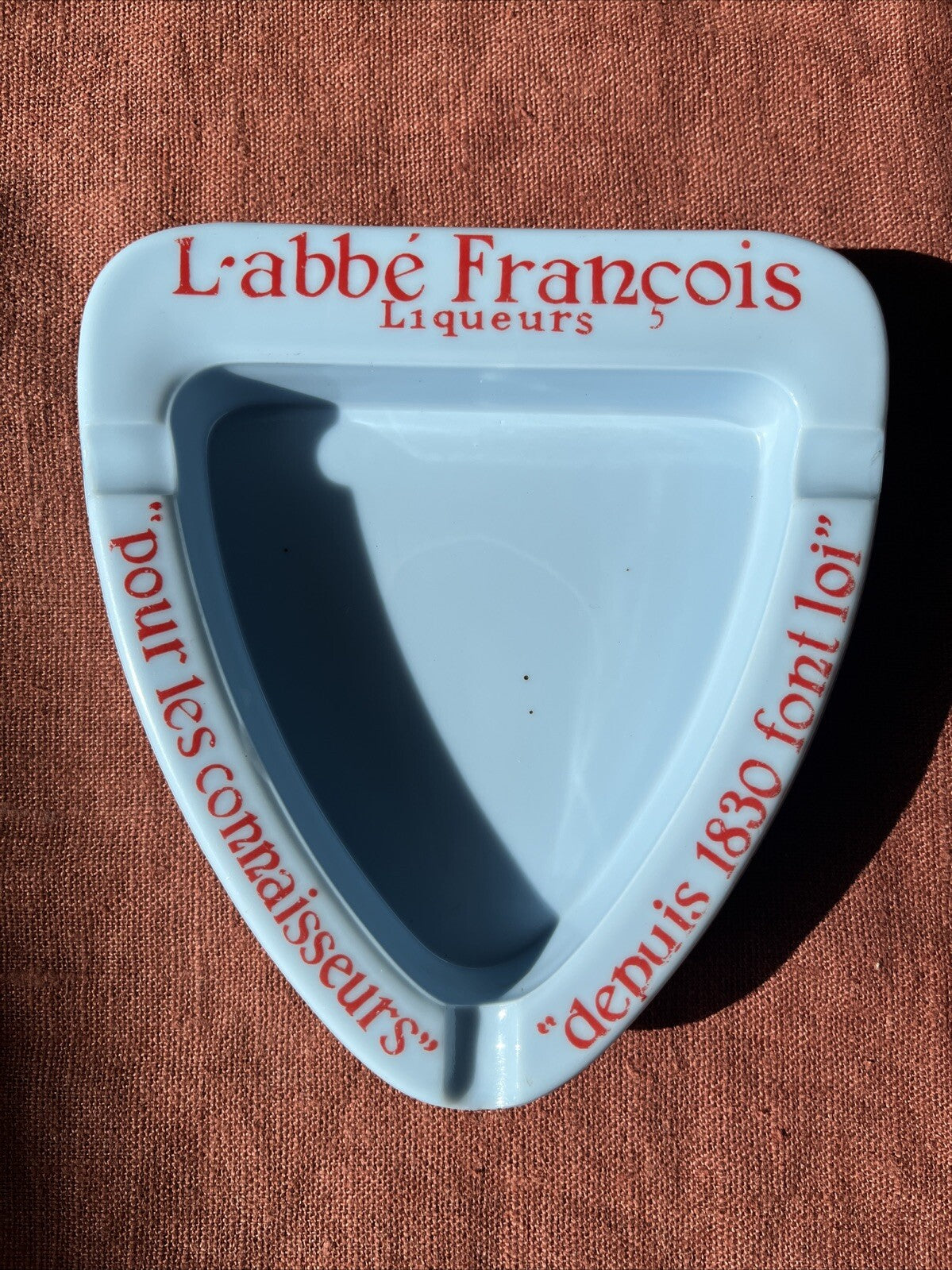 L'ABBÉ FRANCOIS LIQUEURS cendrier vintage BLEU