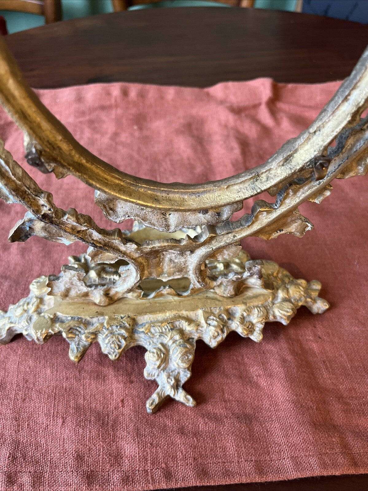Ancien Encadrement De Miroir En Bronze