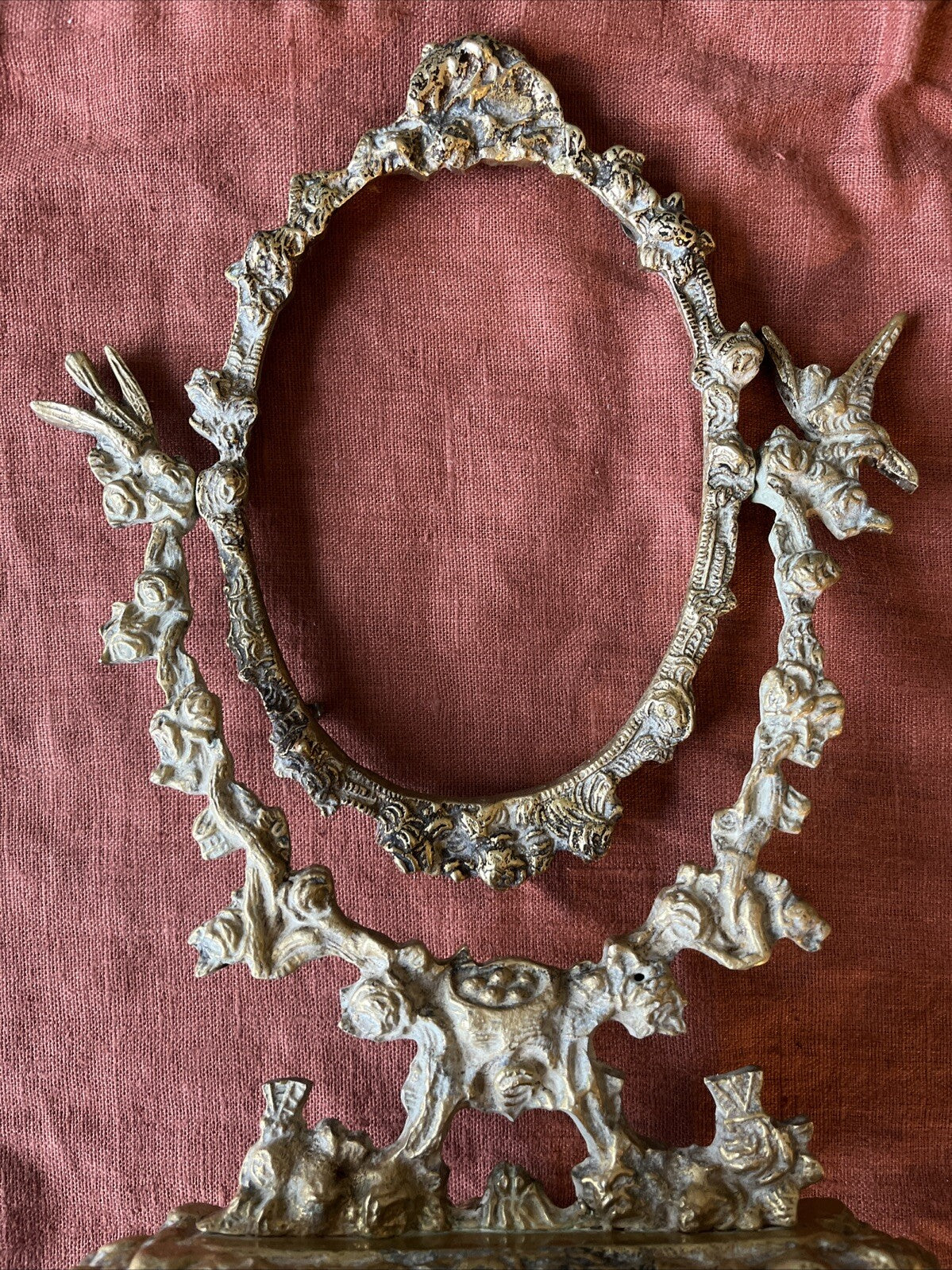 Ancien Encadrement De Miroir En Bronze