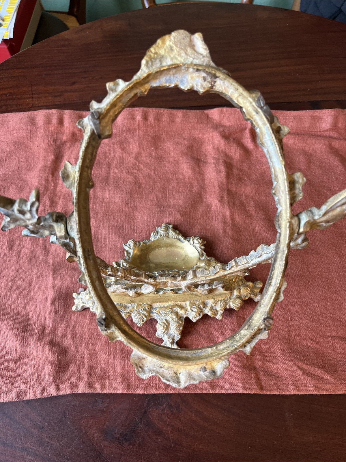 Ancien Encadrement De Miroir En Bronze