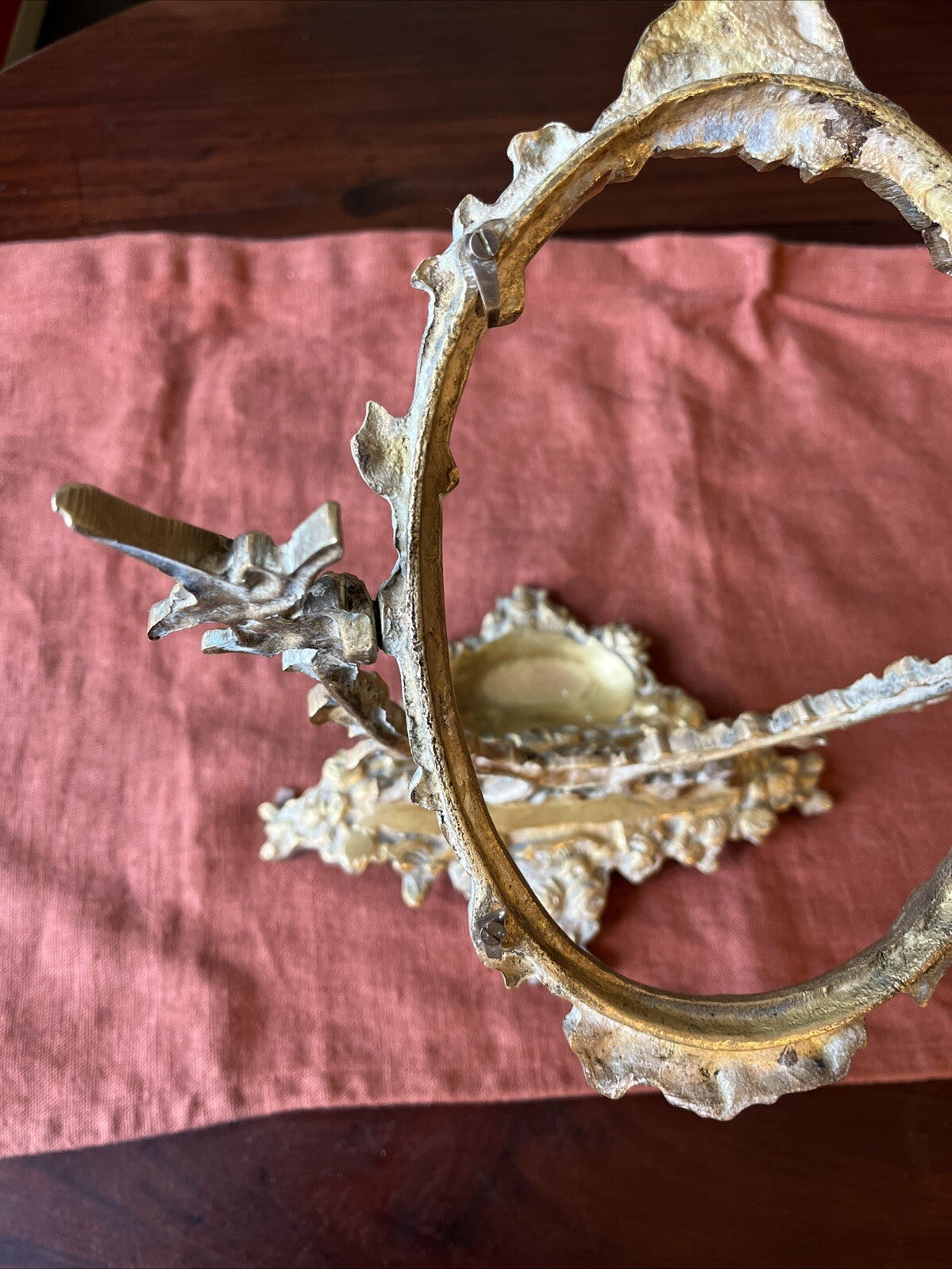 Ancien Encadrement De Miroir En Bronze