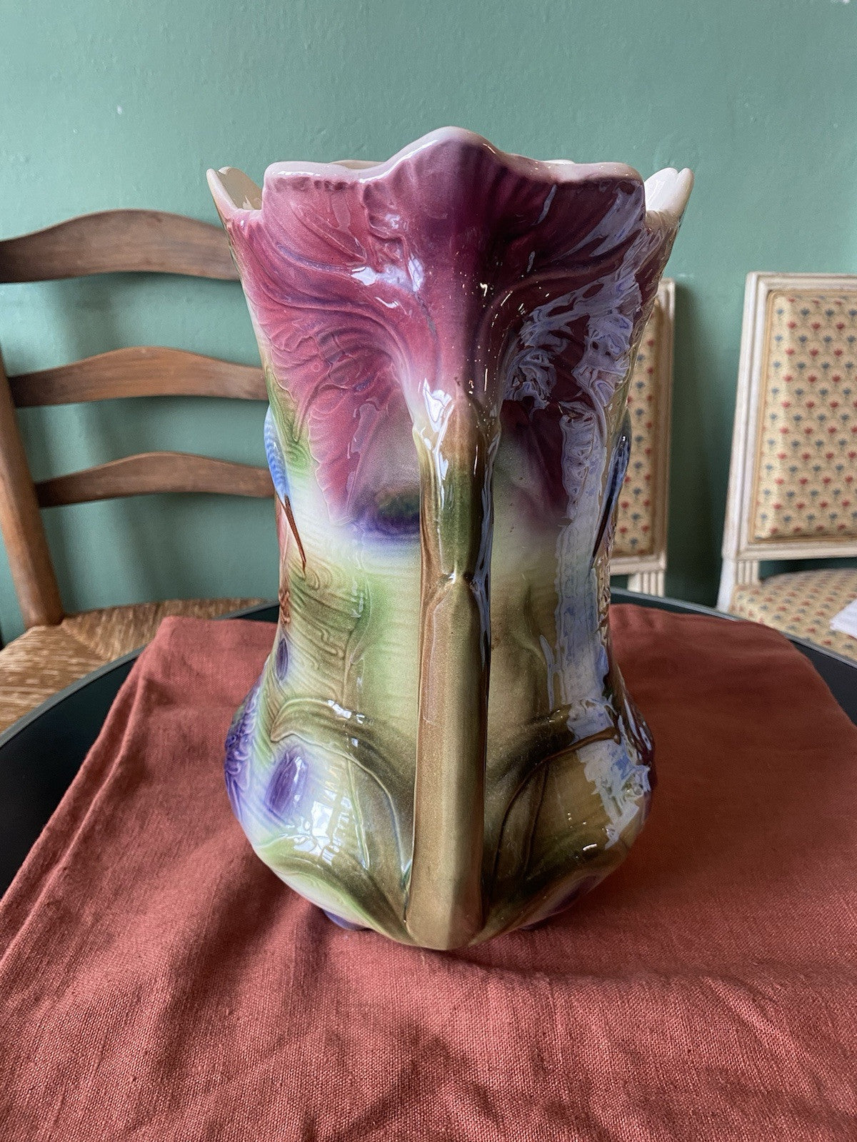 Ancien Grand Vase Barbotine 2 Anses 510 Saint Clément
