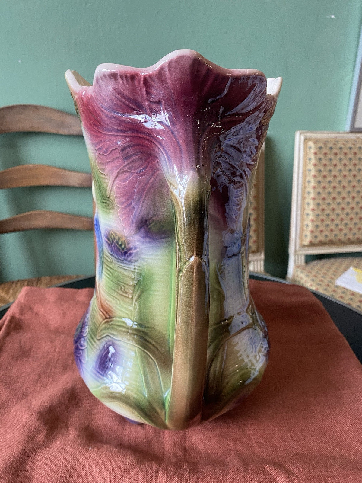Ancien Grand Vase Barbotine 2 Anses 510 Saint Clément