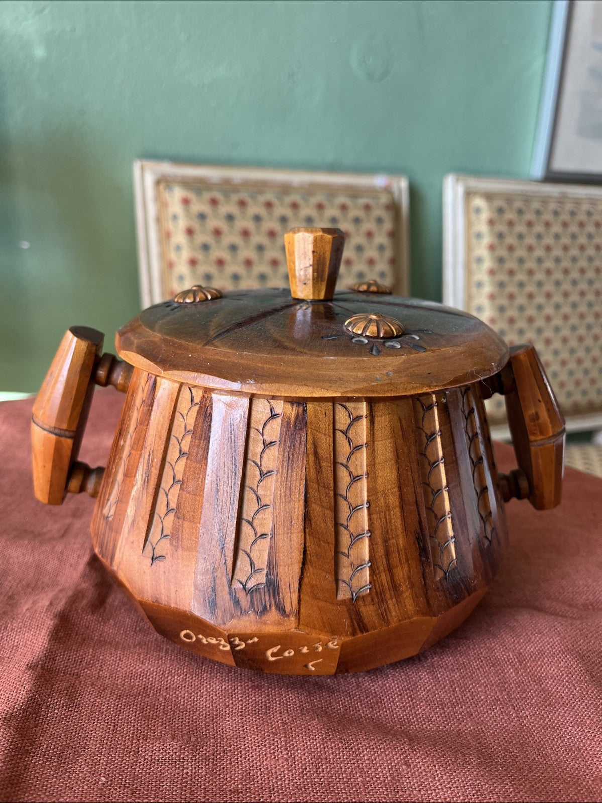 Ancien Pot En Bois Orezza Corse