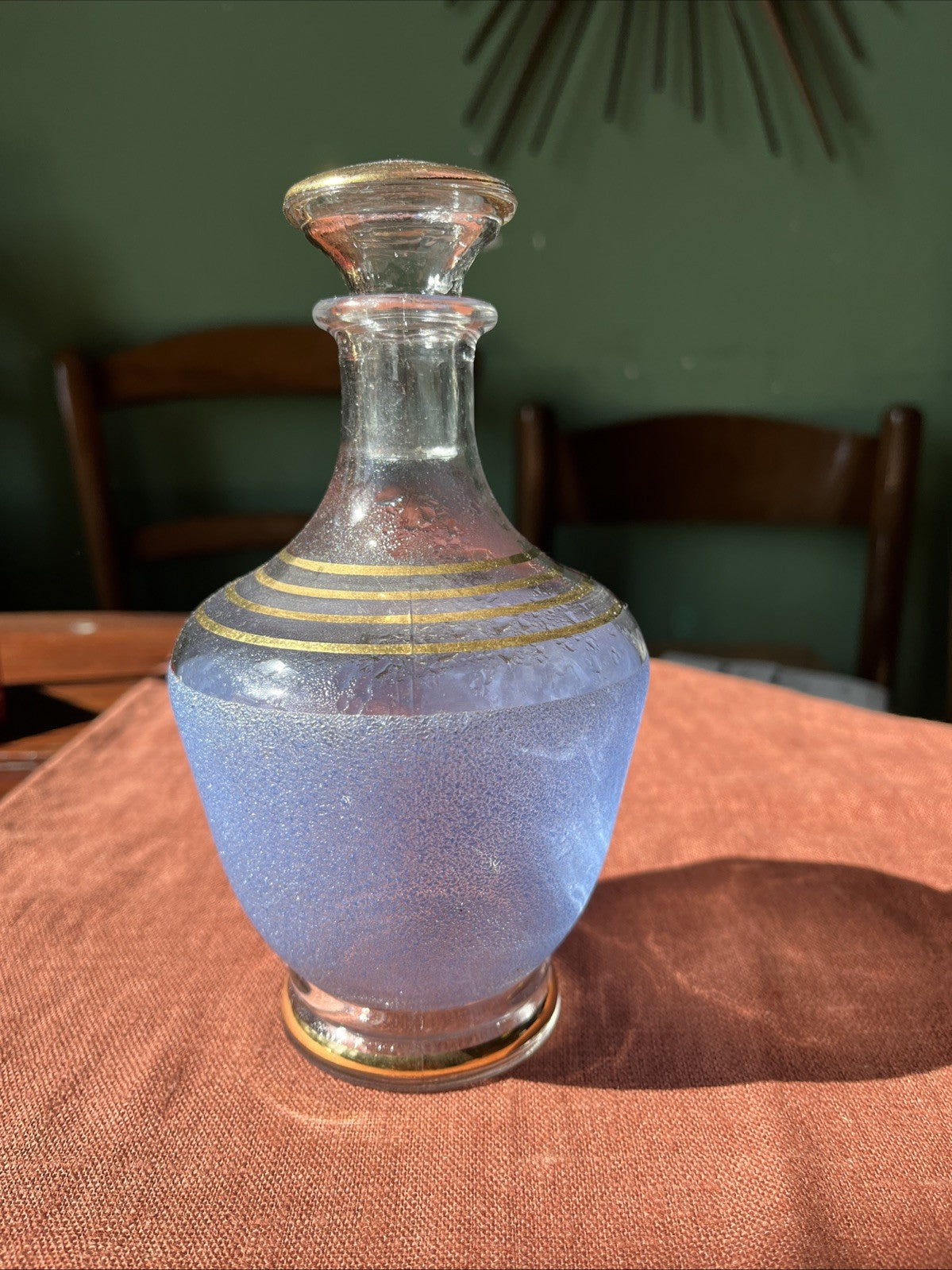 Carafe Liqueur Bleu Et Doré