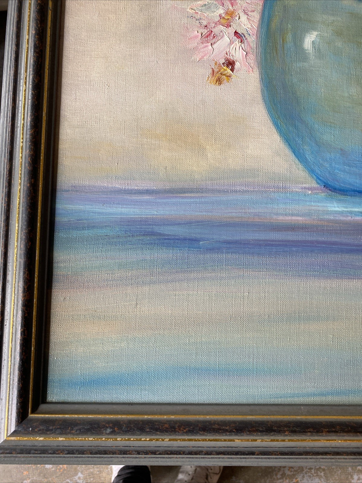 Huile Sur Toile Encadrement En Bois Bouquet De Fleurs