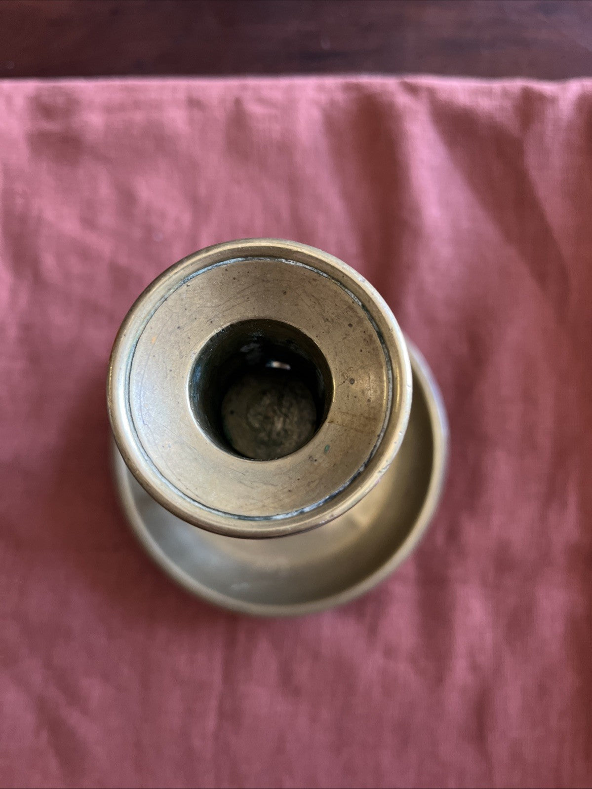 Ancien Bougeoir À Poussoir Doré