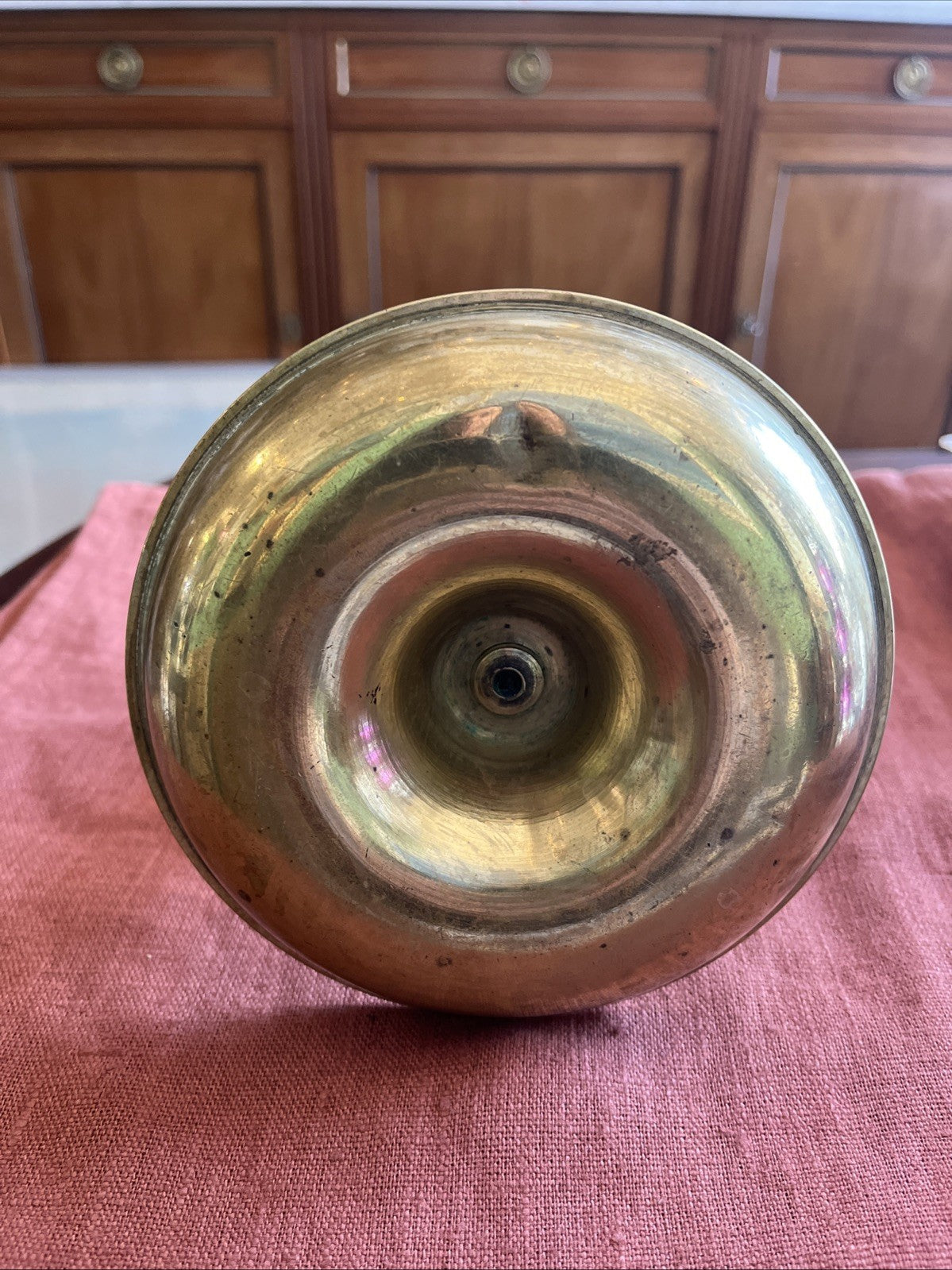 Ancien Bougeoir À Poussoir Doré