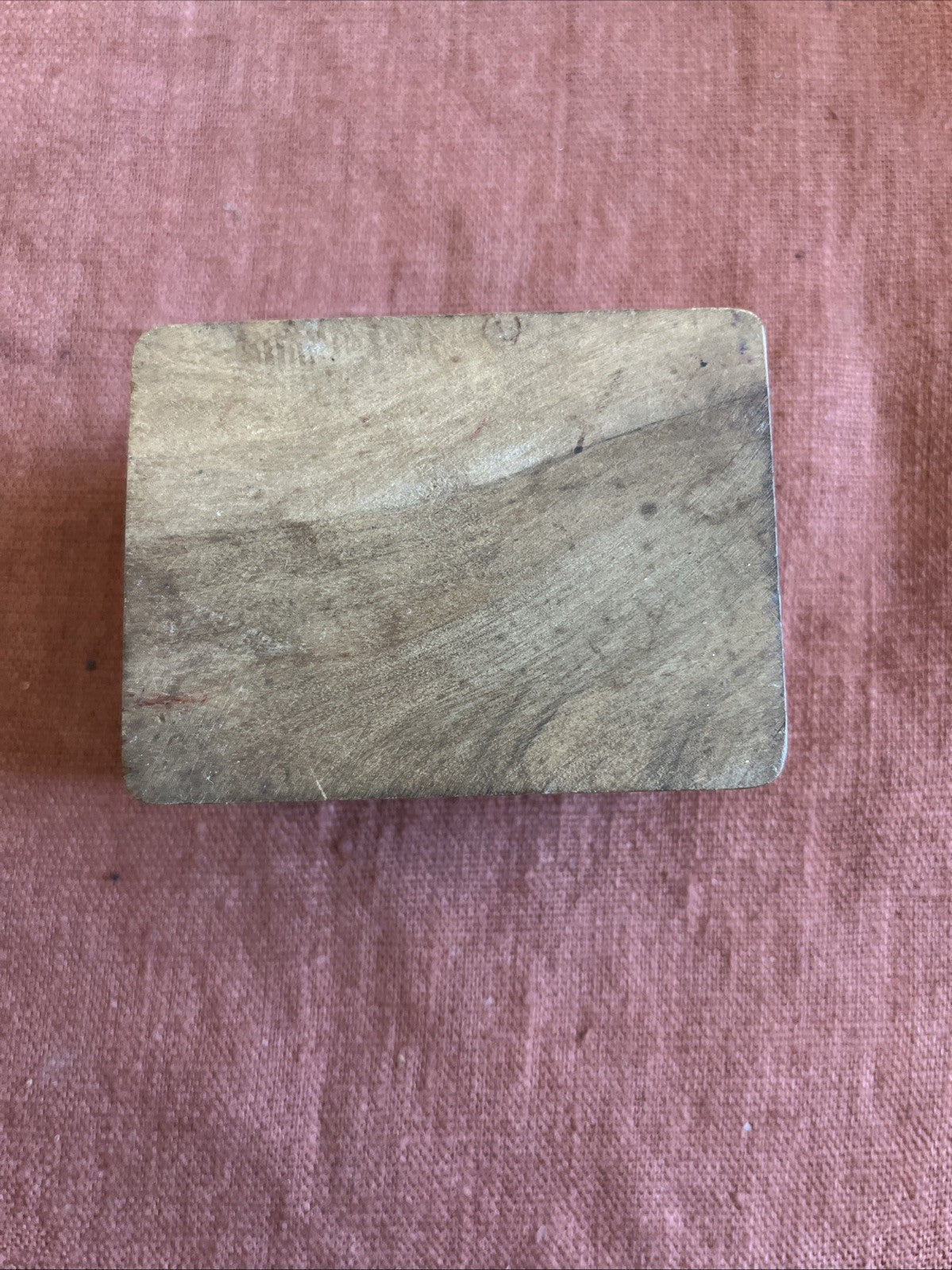 Ancienne Petite Boîte À Bijoux Bois Et Décor De Fleurs