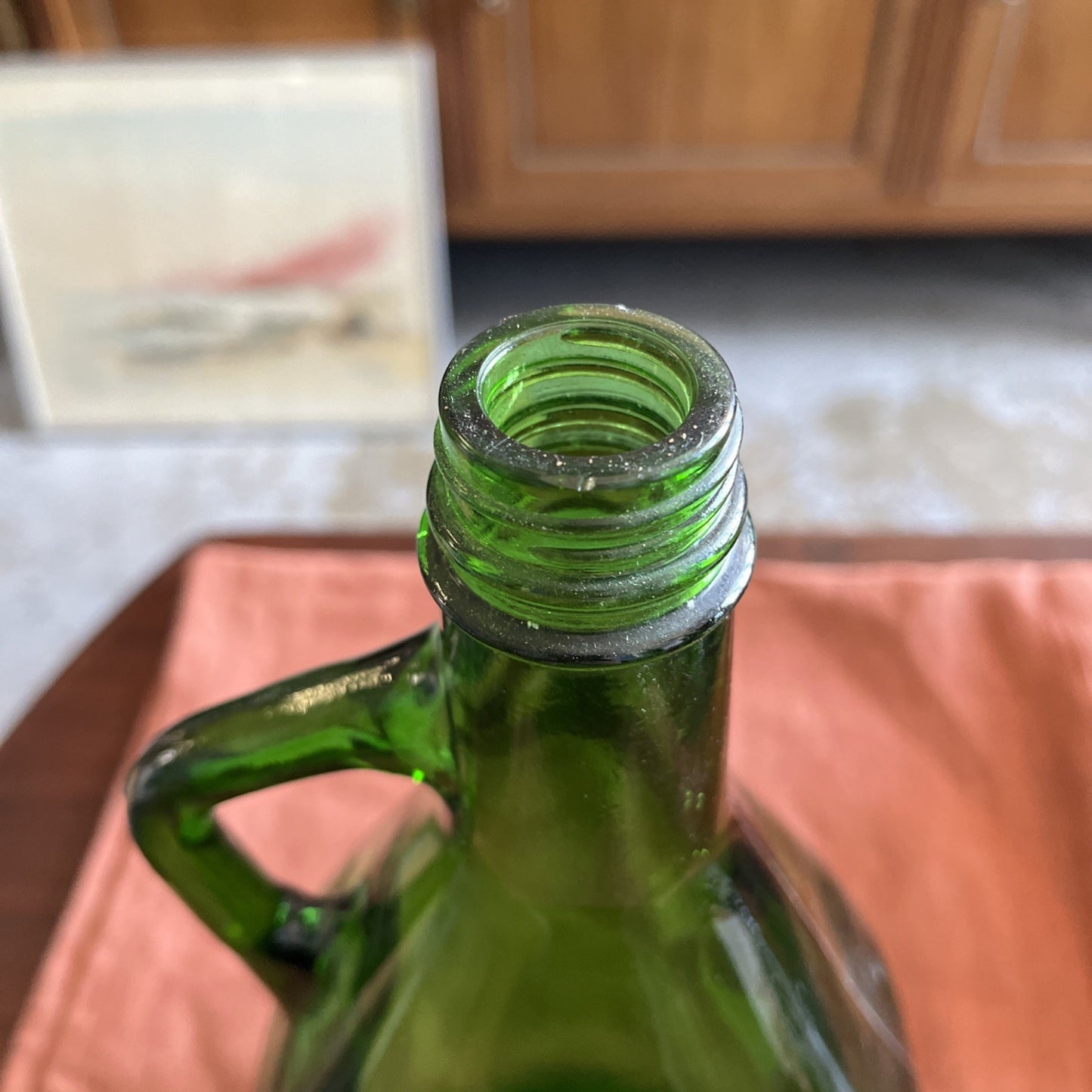 Ancienne Bouteille En Verre Verte Avec Sa Anse