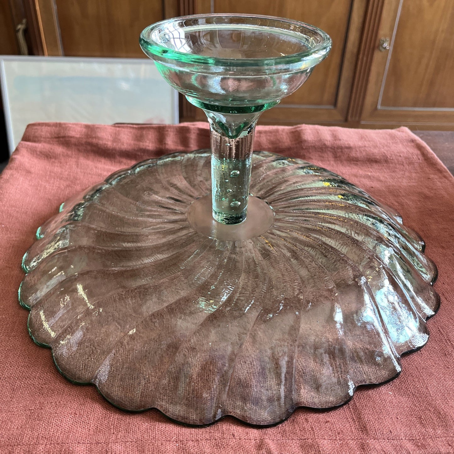 Coupe/Présentoir À Gâteau/compotier En Verre Vert