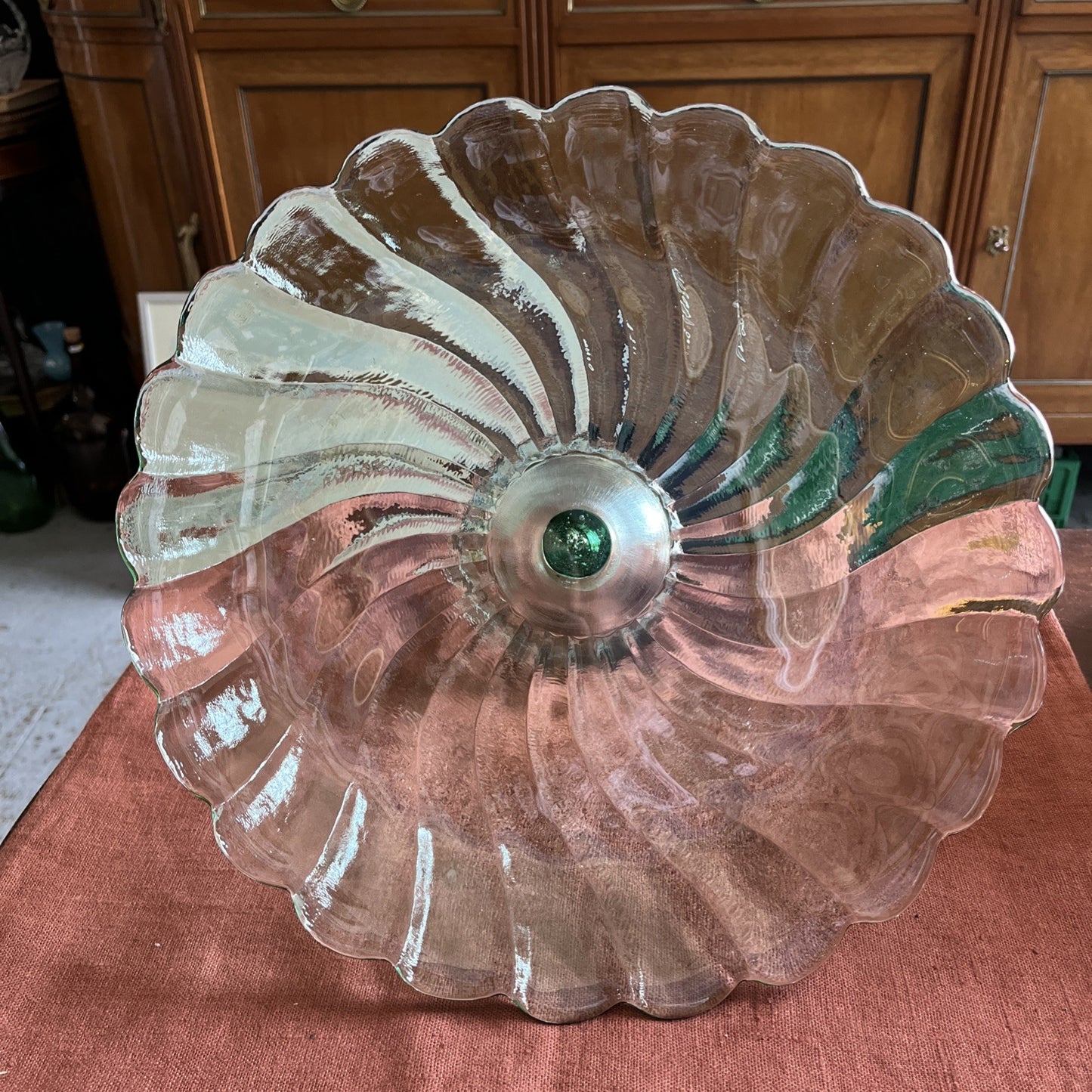Coupe/Présentoir À Gâteau/compotier En Verre Vert