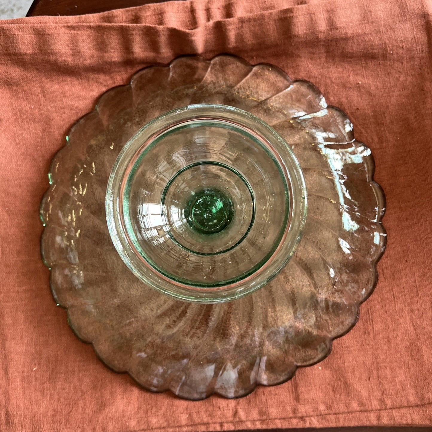 Coupe/Présentoir À Gâteau/compotier En Verre Vert