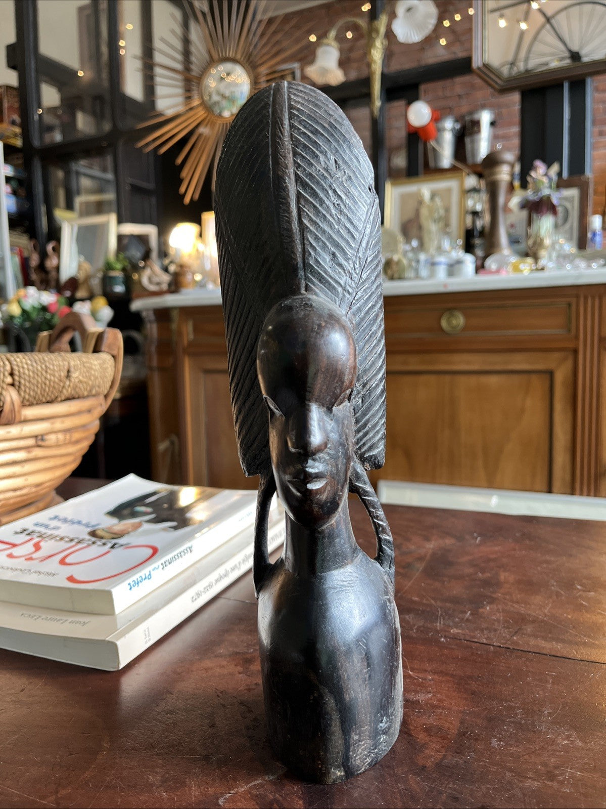 Sculpture Buste Femme Africaine Bois