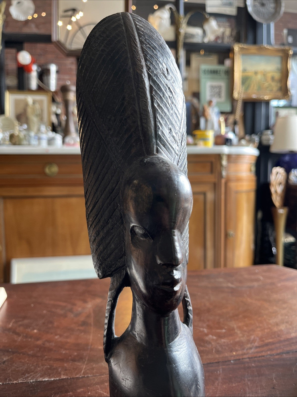 Sculpture Buste Femme Africaine Bois