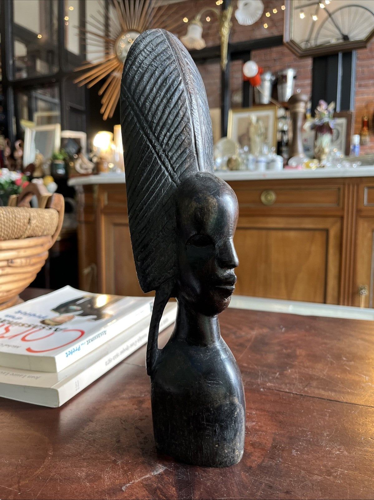 Sculpture Buste Femme Africaine Bois