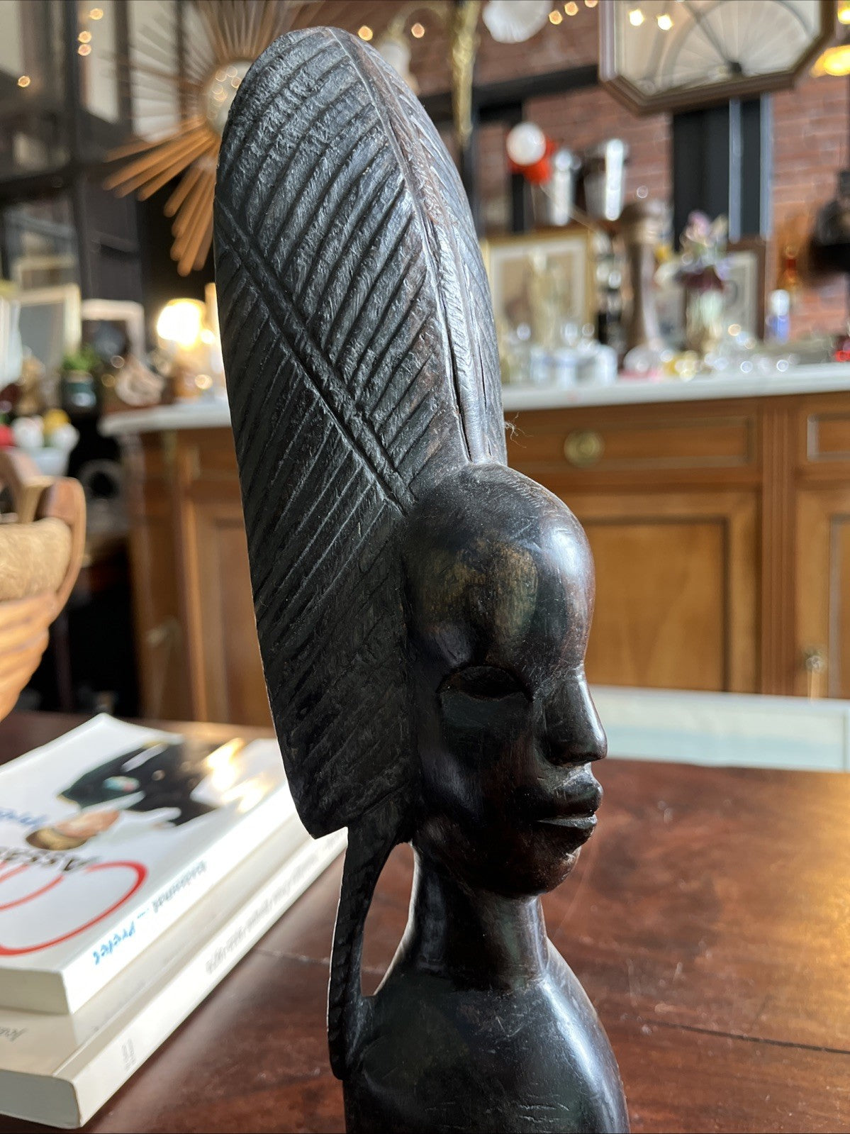 Sculpture Buste Femme Africaine Bois