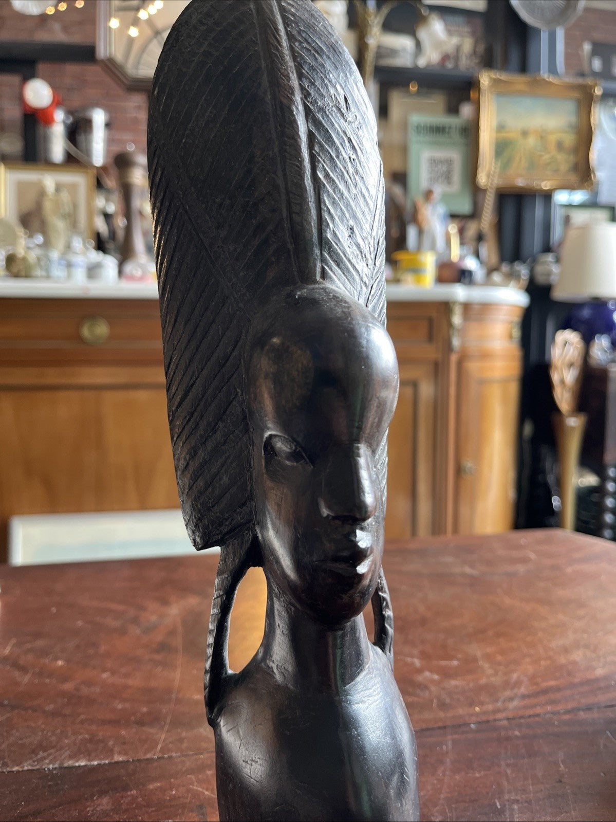Sculpture Buste Femme Africaine Bois