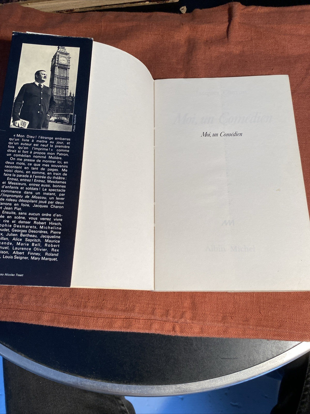 Livre biographique Moi un comédien de Jacques Charon