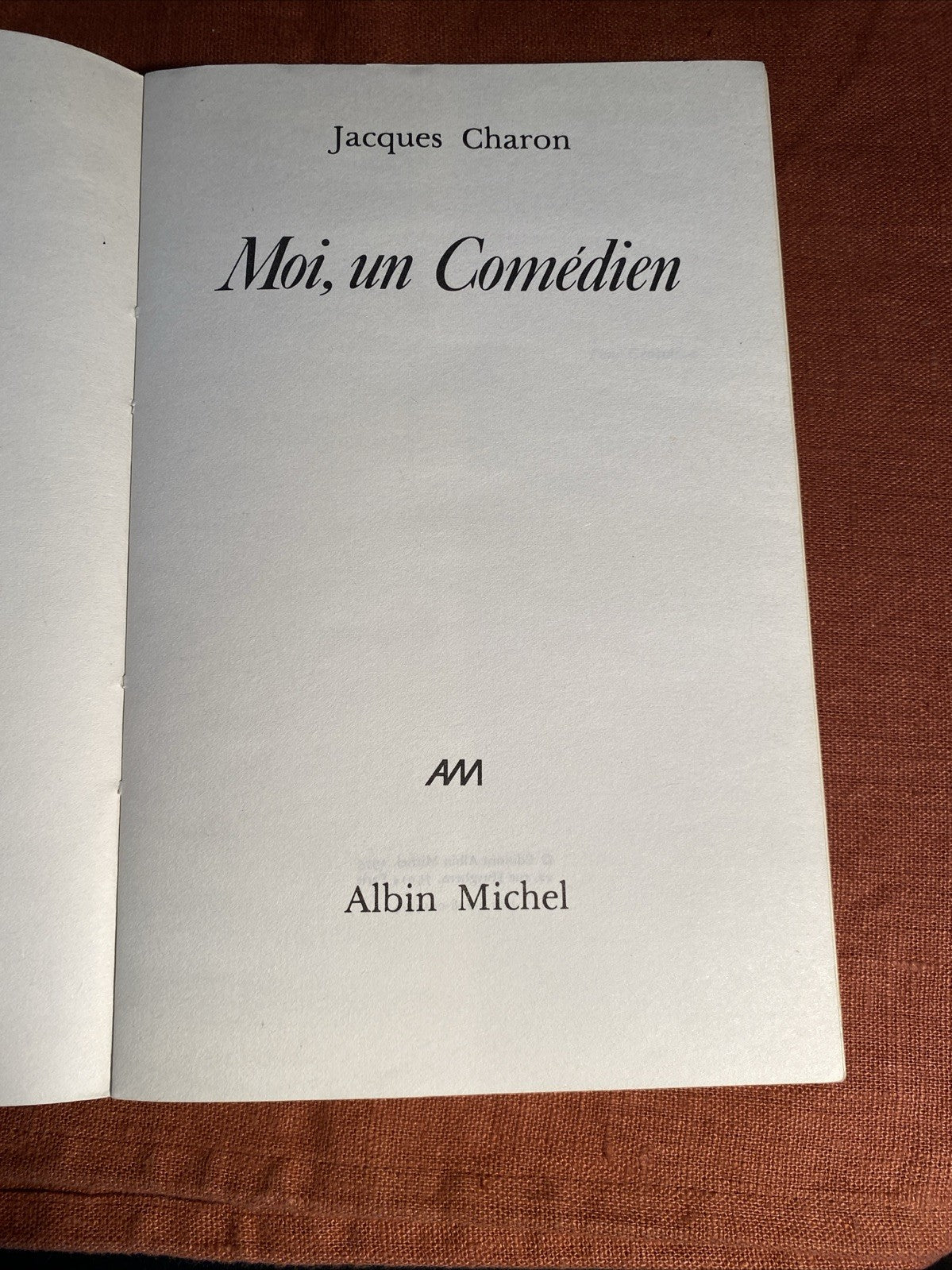 Livre biographique Moi un comédien de Jacques Charon