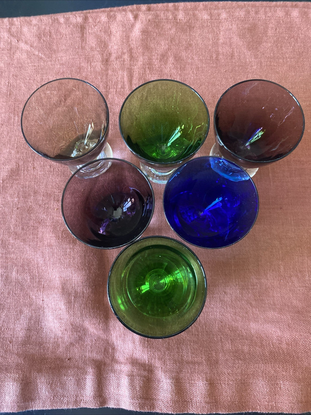 lot de 6 petits verres digestif shooter de couleurs vintage