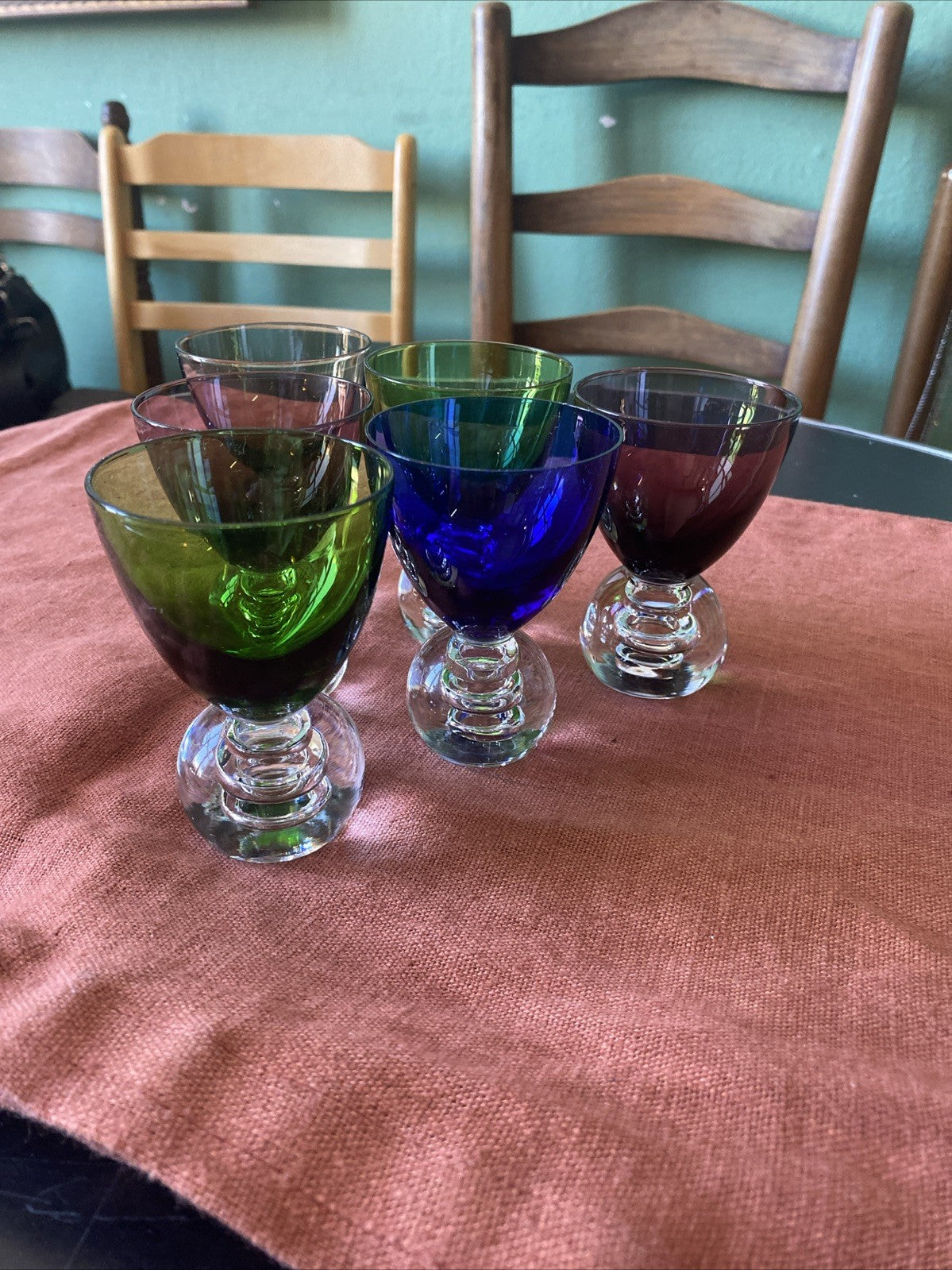 lot de 6 petits verres digestif shooter de couleurs vintage