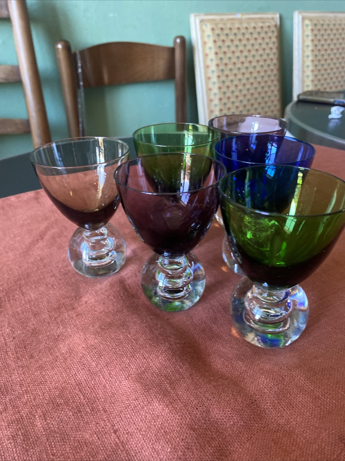 lot de 6 petits verres digestif shooter de couleurs vintage