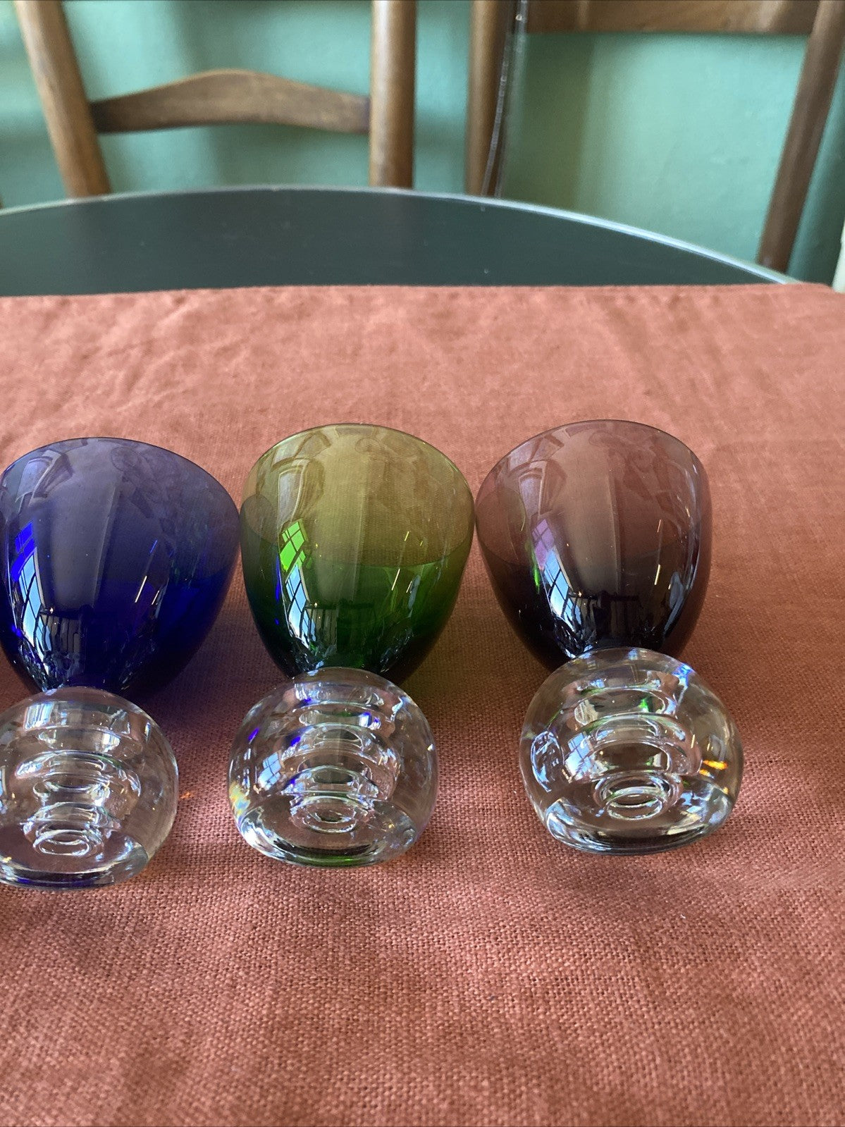 lot de 6 petits verres digestif shooter de couleurs vintage
