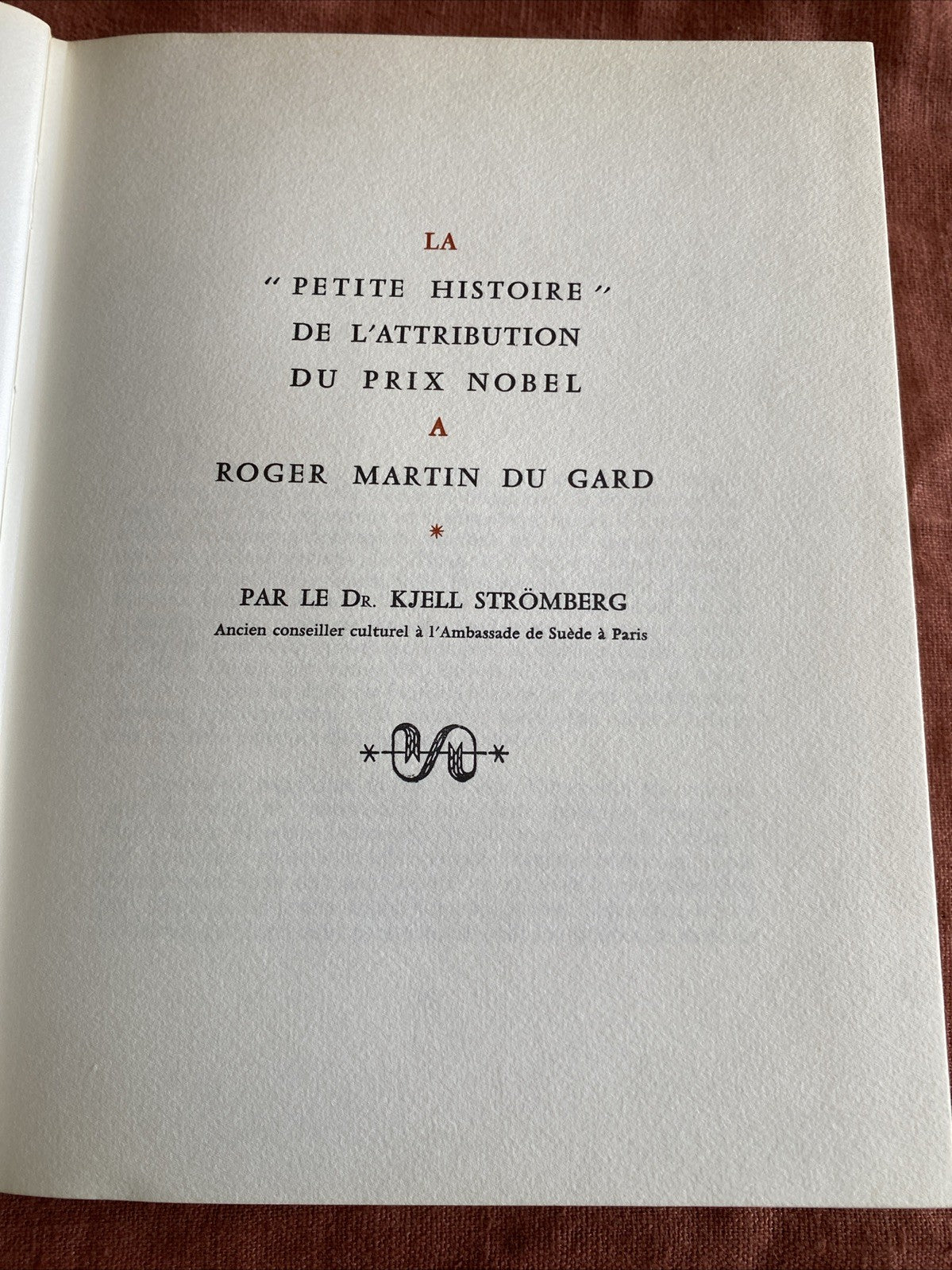 Livre Roger Martin Du Gard - Jean Barous - Édition Rombaldi - Nobel 1937