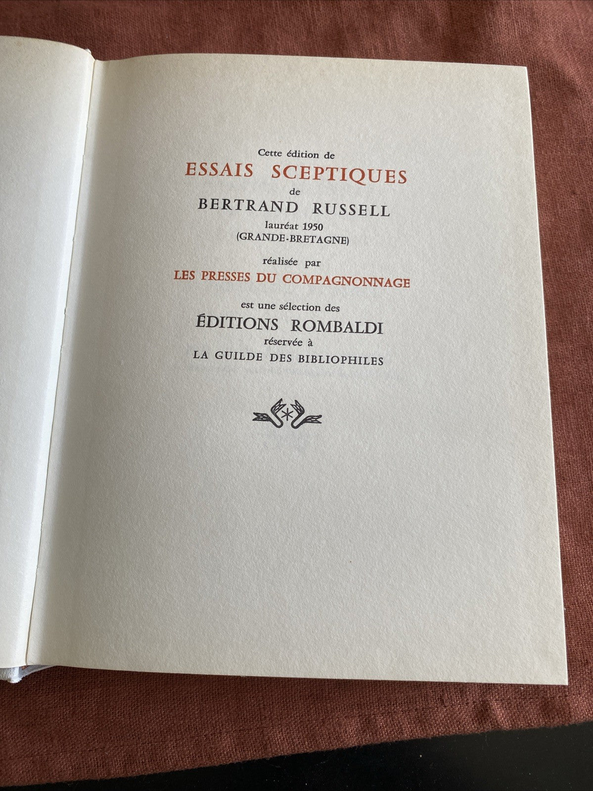 Livre Bertrand Russel - Essais Sceptique - Édition Rombaldi - Nobel 1950