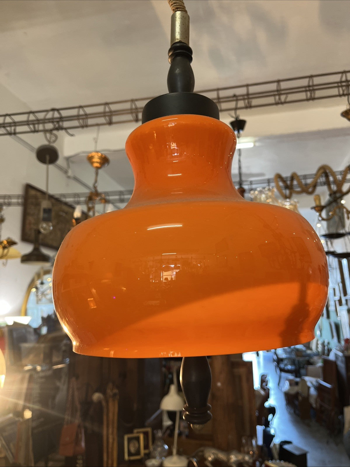 Lustre Suspension Vintage Déco Orange