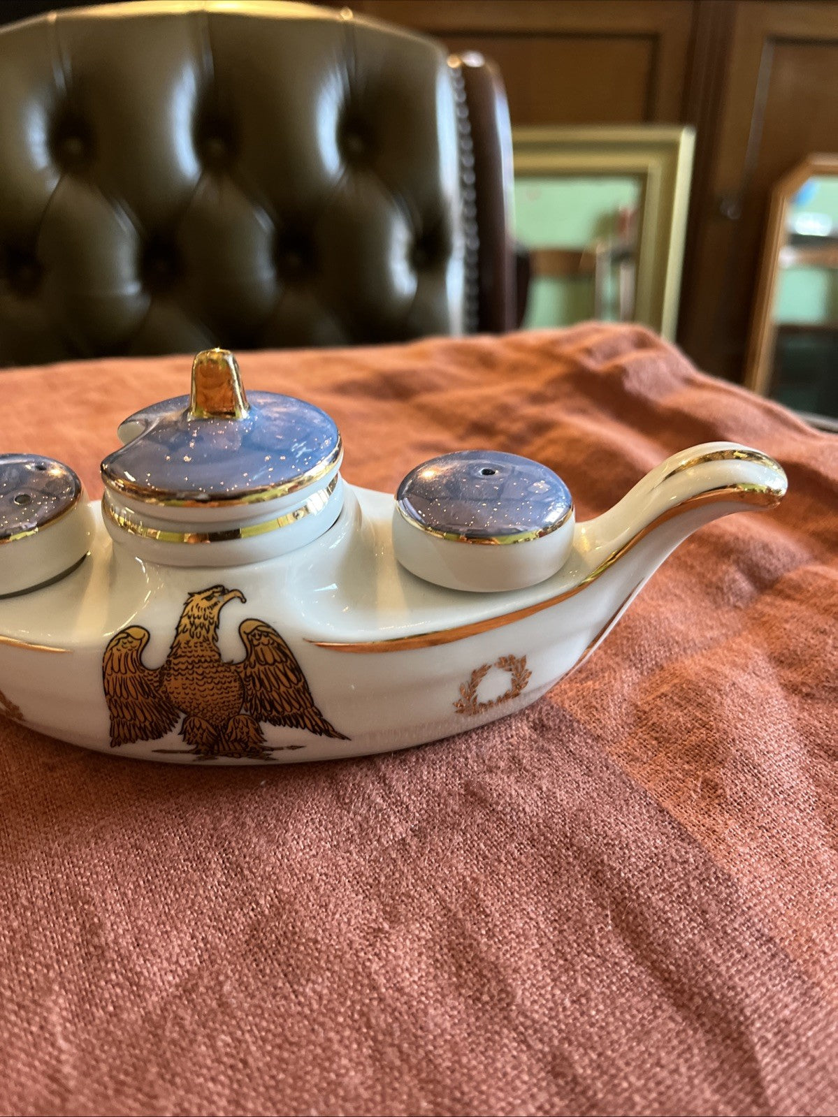 Service À Condiments Sel Poivre Moutarde Porcelaine Napoléon