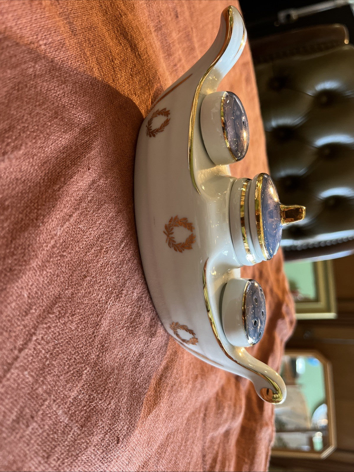 Service À Condiments Sel Poivre Moutarde Porcelaine Napoléon