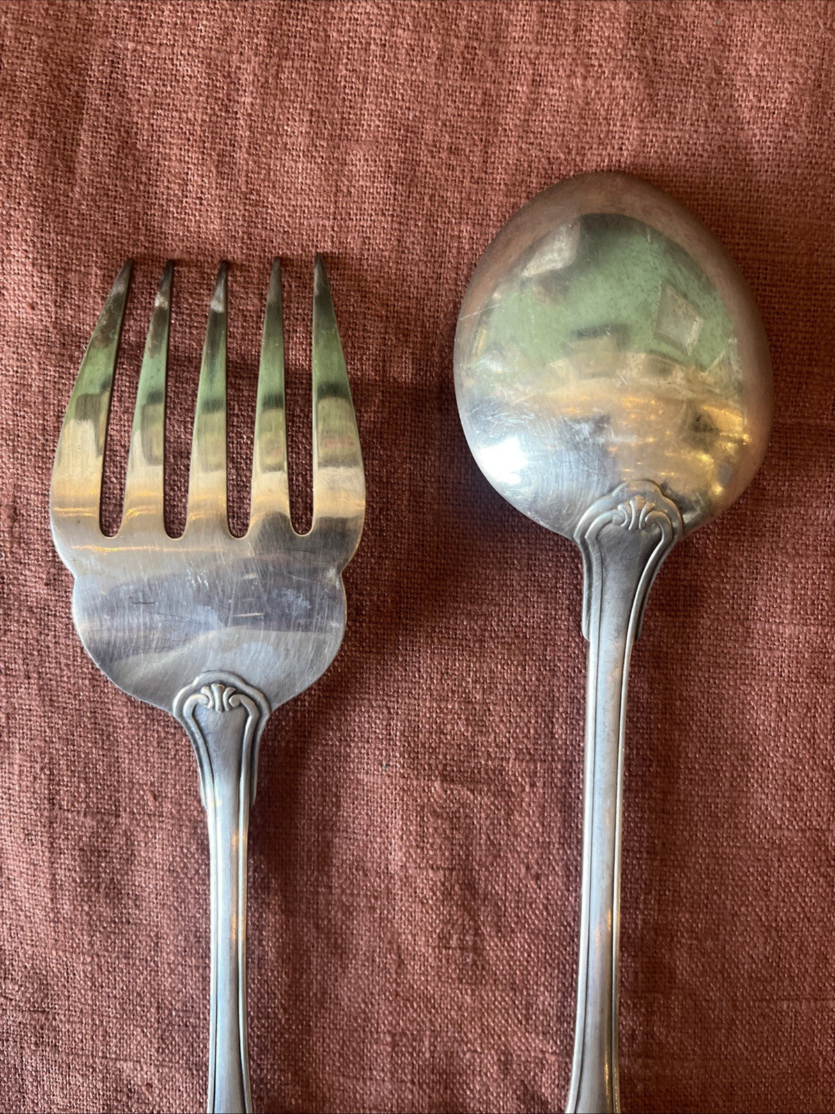 Lot De 2 Couverts De Service Fourchette CuillèreMetal Argenté Christofle