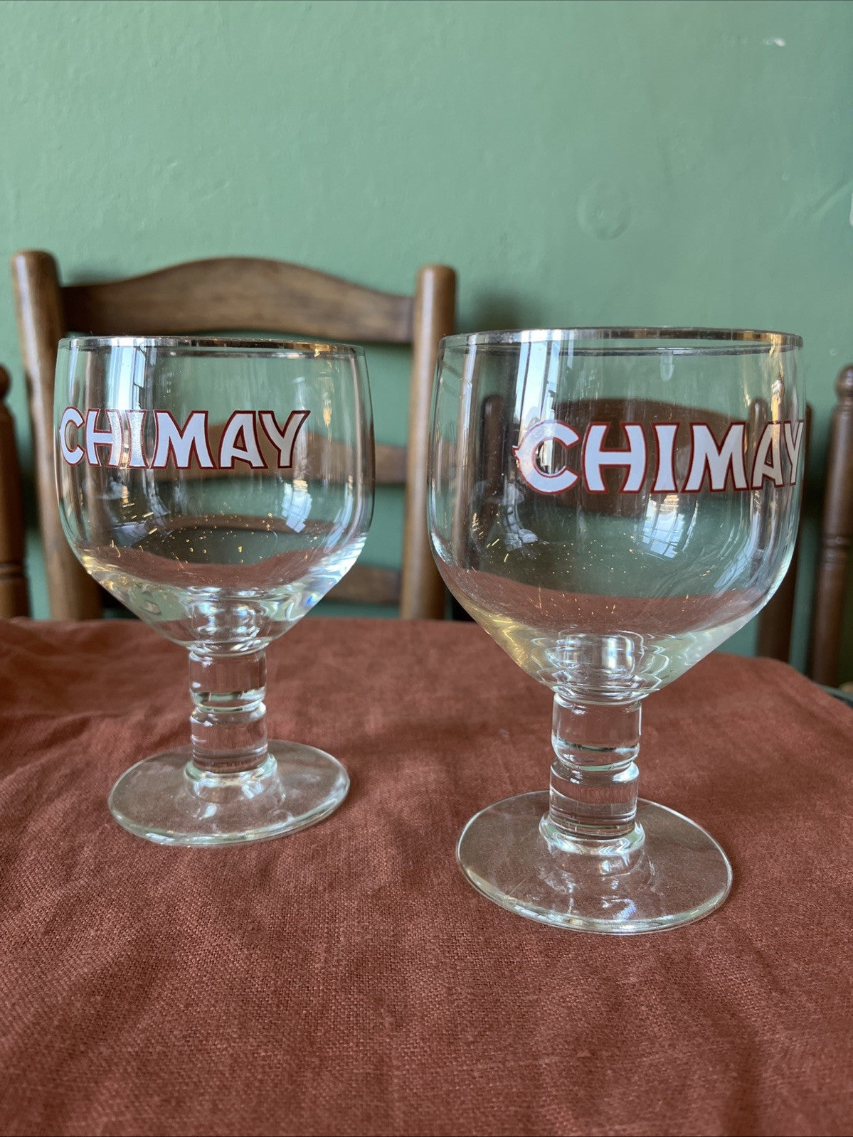 Lot De 2 Verres à bière CHIMAY bordé argent 25cl tige