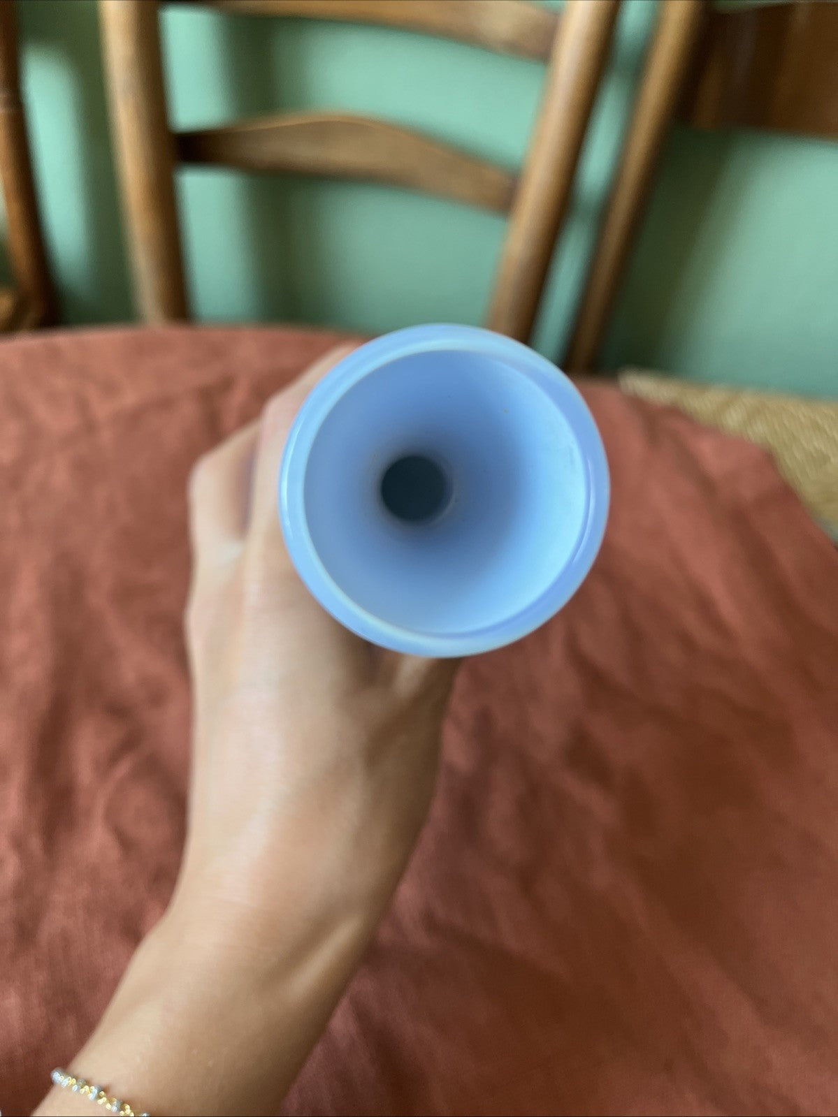 Vase / Soliflore En Opaline Bleu