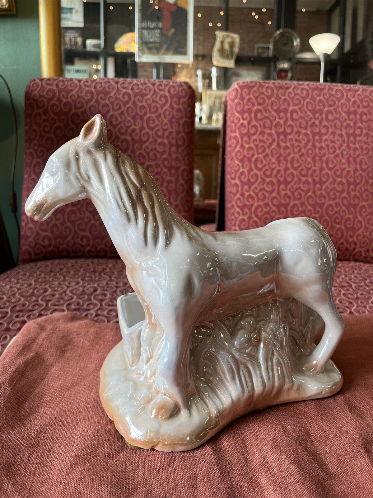 Jardinière Vintage Sculpture Cheval En Céramique