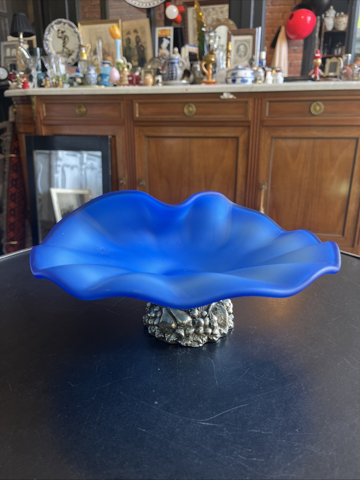 Coupe À Fruits En Verre Bleu